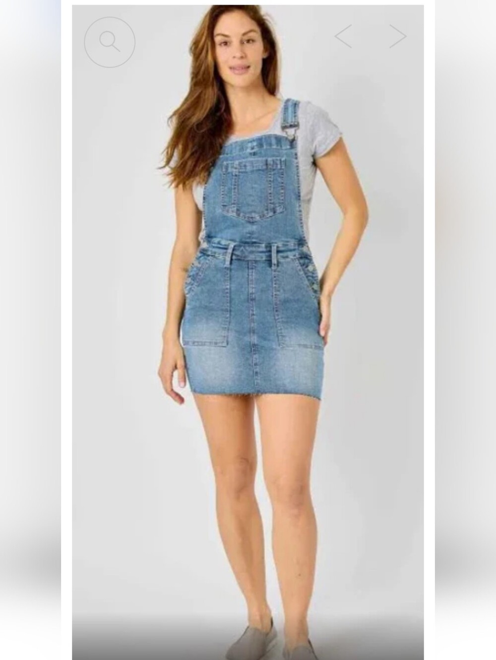 Judy Blue High Waisted Denim Raw Hem Overall Mini Dress Med Blue Size XLarge NWT